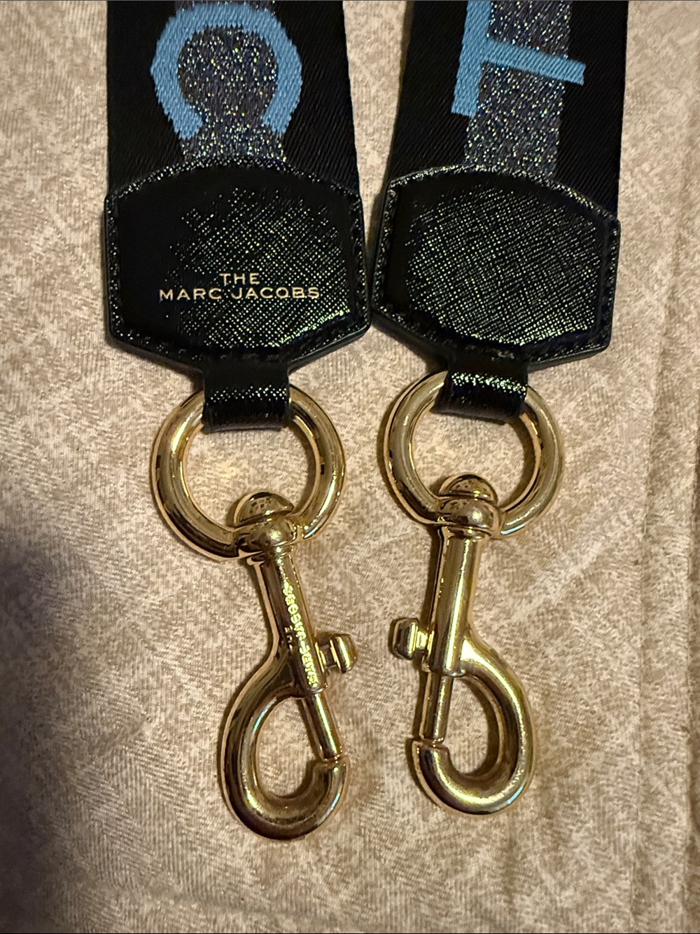 Marc Jacobs Black Strap with Light Blue Logo Text - Picture 2 of 5